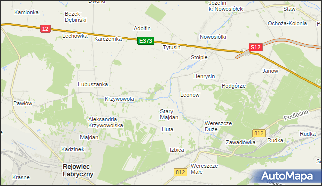 mapa Bieniów gmina Rejowiec, Bieniów gmina Rejowiec na mapie Targeo
