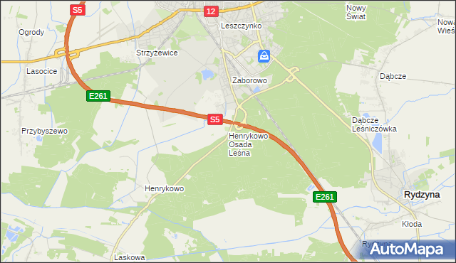 mapa Henrykowo Osada Leśna, Henrykowo Osada Leśna na mapie Targeo