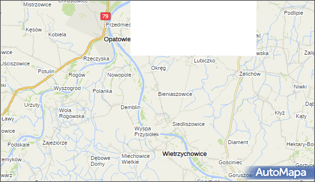 mapa Bieniaszowice, Bieniaszowice na mapie Targeo