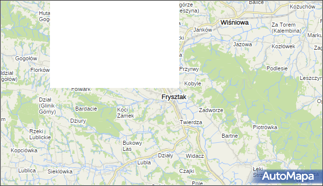 mapa Frysztak, Frysztak na mapie Targeo