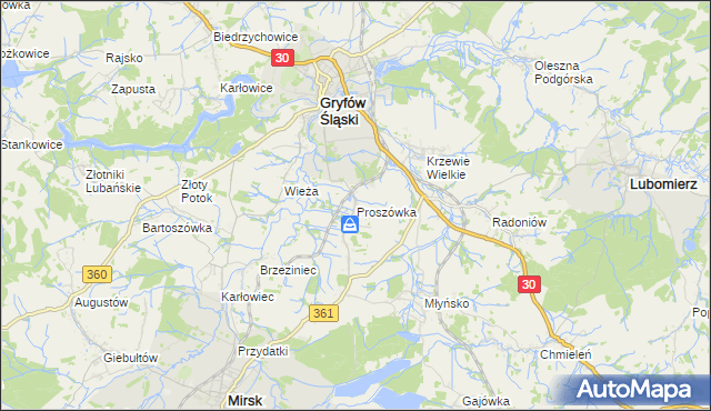mapa Proszówka, Proszówka na mapie Targeo