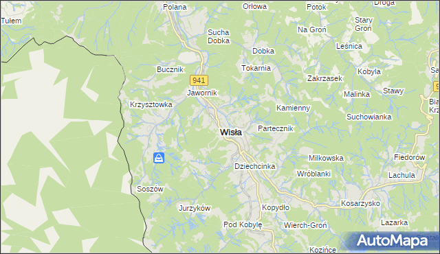 mapa Wisła, Wisła na mapie Targeo