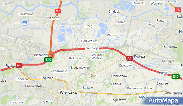 mapa Węgrzce Wielkie, Węgrzce Wielkie na mapie Targeo