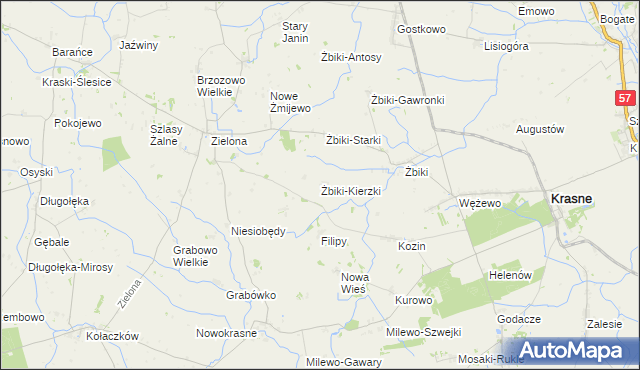 mapa Żbiki-Kierzki, Żbiki-Kierzki na mapie Targeo