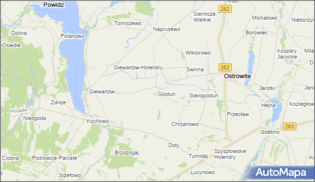 mapa Gostuń, Gostuń na mapie Targeo