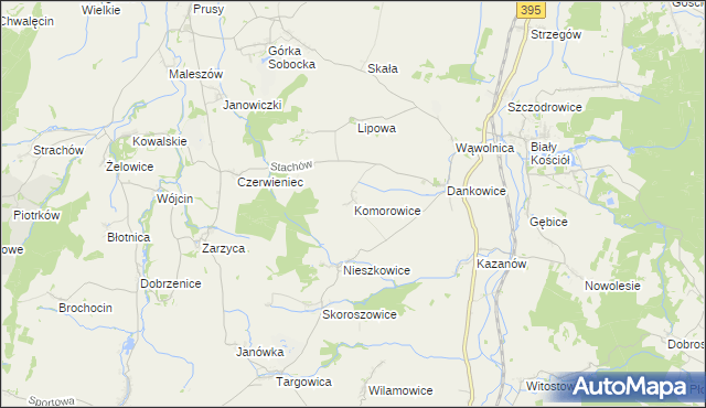 mapa Komorowice gmina Kondratowice, Komorowice gmina Kondratowice na mapie Targeo