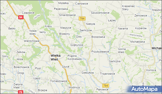 mapa Korzkiew, Korzkiew na mapie Targeo