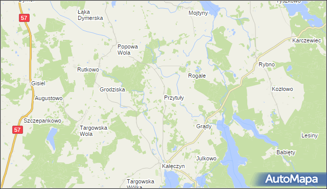 mapa Przytuły gmina Dźwierzuty, Przytuły gmina Dźwierzuty na mapie Targeo