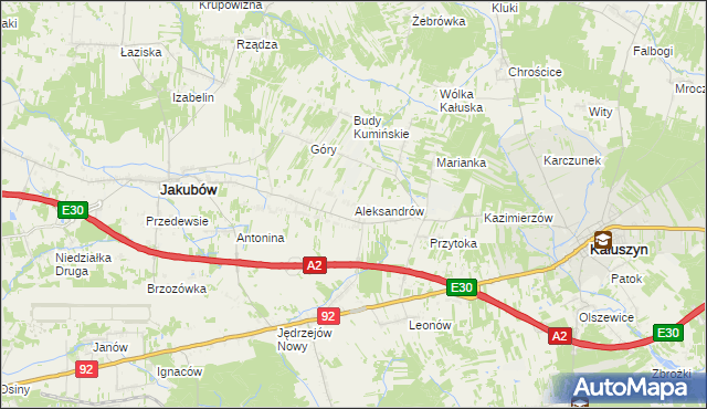 mapa Aleksandrów gmina Jakubów, Aleksandrów gmina Jakubów na mapie Targeo
