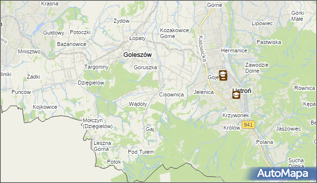 mapa Cisownica, Cisownica na mapie Targeo