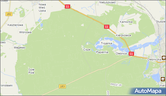 mapa Cisze, Cisze na mapie Targeo