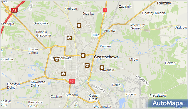 mapa Częstochowy, Częstochowa na mapie Targeo