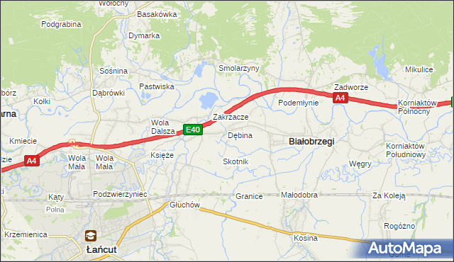mapa Dębina gmina Białobrzegi, Dębina gmina Białobrzegi na mapie Targeo