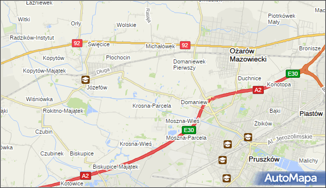 mapa Domaniewek gmina Brwinów, Domaniewek gmina Brwinów na mapie Targeo