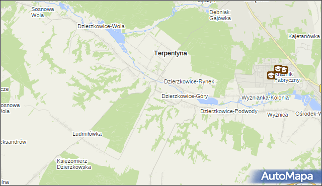 mapa Dzierzkowice-Góry, Dzierzkowice-Góry na mapie Targeo