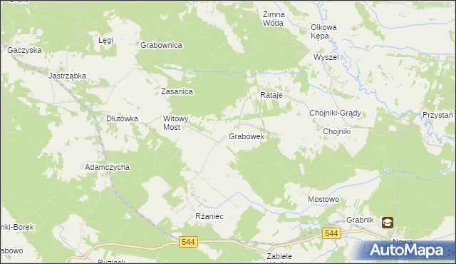 mapa Grabówek gmina Olszewo-Borki, Grabówek gmina Olszewo-Borki na mapie Targeo