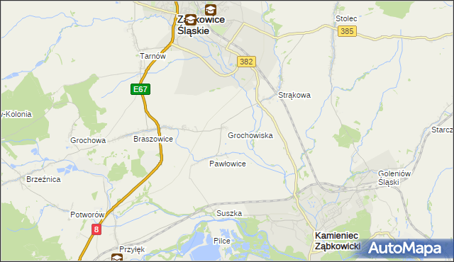 mapa Grochowiska gmina Ząbkowice Śląskie, Grochowiska gmina Ząbkowice Śląskie na mapie Targeo
