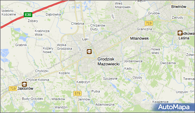 mapa Grodzisk Mazowiecki, Grodzisk Mazowiecki na mapie Targeo
