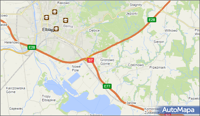 mapa Gronowo Górne, Gronowo Górne na mapie Targeo