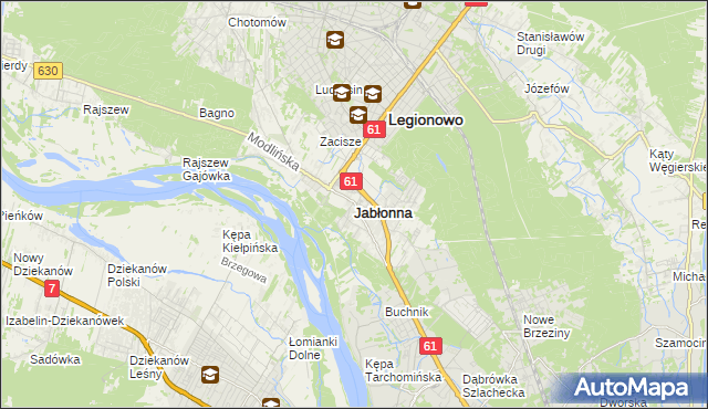 mapa Jabłonna powiat legionowski, Jabłonna powiat legionowski na mapie Targeo