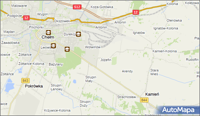 mapa Józefin gmina Kamień, Józefin gmina Kamień na mapie Targeo