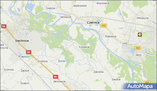 mapa Kotowice gmina Siechnice, Kotowice gmina Siechnice na mapie Targeo
