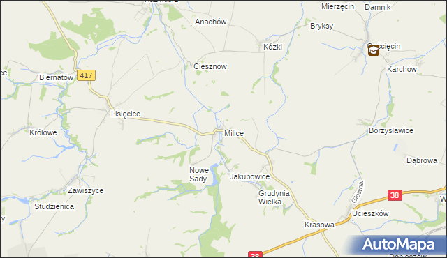 mapa Milice gmina Pawłowiczki, Milice gmina Pawłowiczki na mapie Targeo