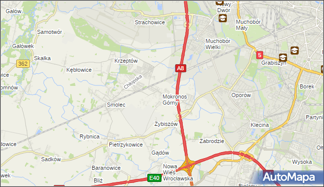 mapa Mokronos Górny, Mokronos Górny na mapie Targeo