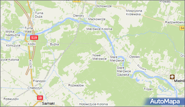 mapa Nowe Mierzwice, Nowe Mierzwice na mapie Targeo