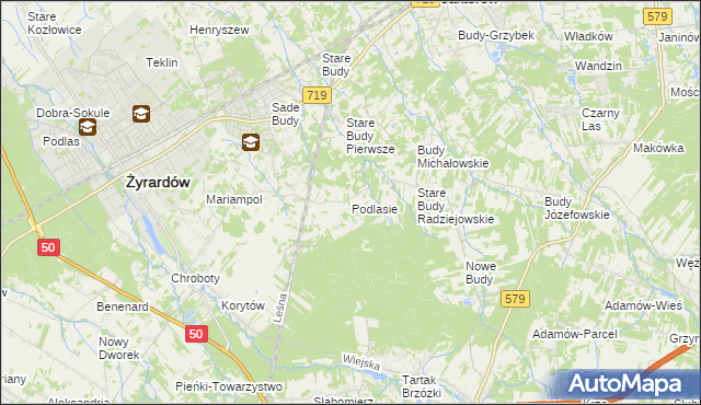 mapa Podlasie gmina Radziejowice, Podlasie gmina Radziejowice na mapie Targeo