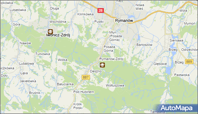 mapa Rymanów-Zdrój, Rymanów-Zdrój na mapie Targeo