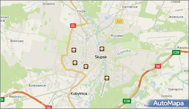 mapa Słupska, Słupsk na mapie Targeo