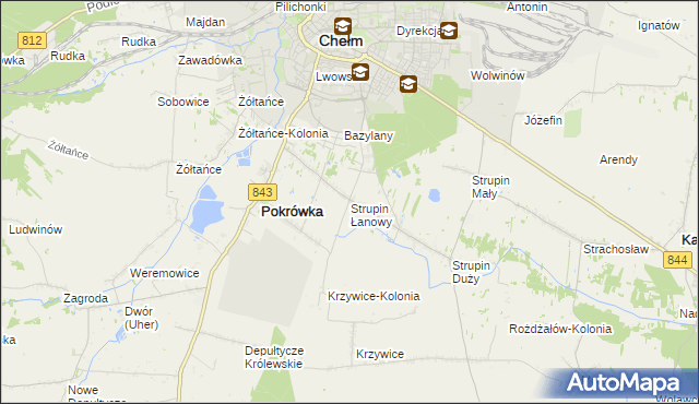 mapa Strupin Łanowy, Strupin Łanowy na mapie Targeo