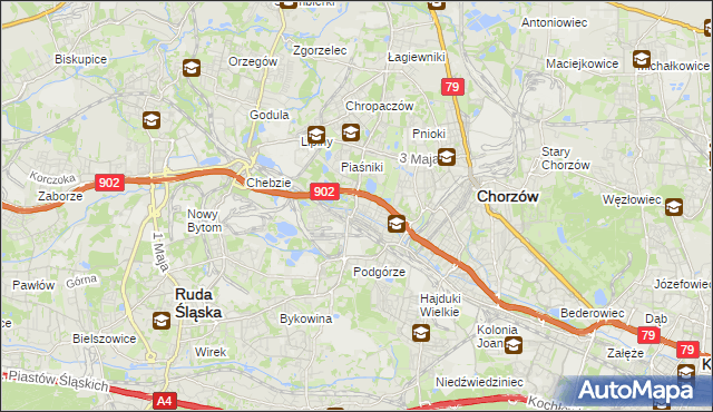mapa Świętochłowice, Świętochłowice na mapie Targeo