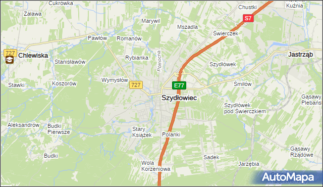 mapa Szydłowiec, Szydłowiec na mapie Targeo