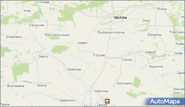 mapa Trzciniec gmina Michów, Trzciniec gmina Michów na mapie Targeo