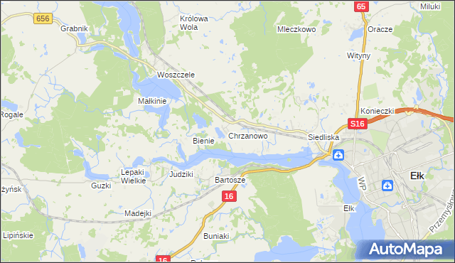 mapa Chrzanowo gmina Ełk, Chrzanowo gmina Ełk na mapie Targeo