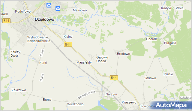 mapa Gajówki Osada, Gajówki Osada na mapie Targeo