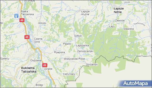 mapa Łapszanka, Łapszanka na mapie Targeo