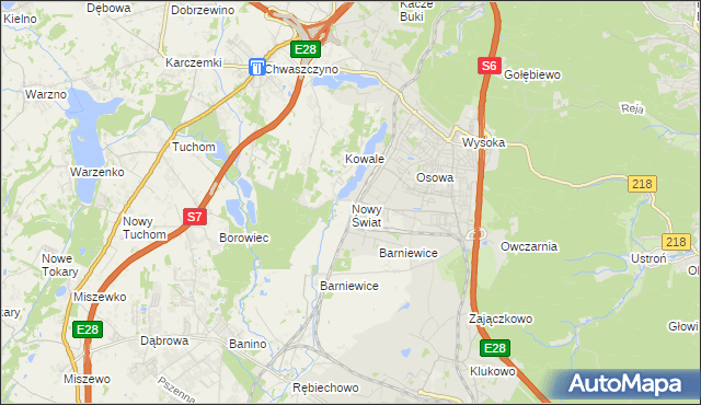 mapa Nowy Świat gmina Żukowo, Nowy Świat gmina Żukowo na mapie Targeo