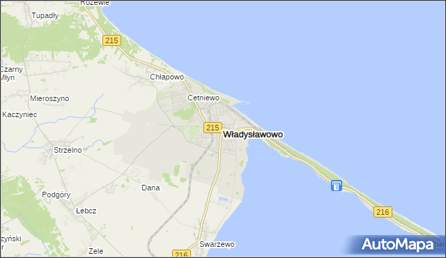 mapa Władysławowo powiat pucki, Władysławowo powiat pucki na mapie Targeo