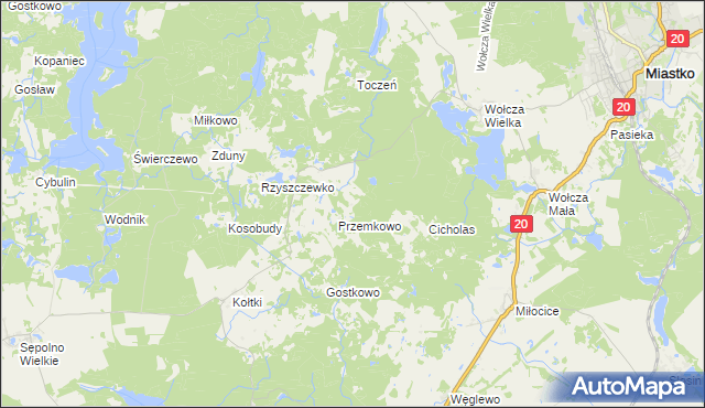 mapa Zajączkowo gmina Miastko, Zajączkowo gmina Miastko na mapie Targeo