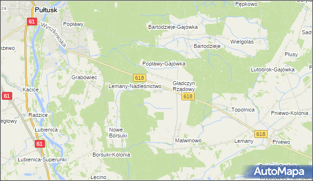 mapa Gładczyn, Gładczyn na mapie Targeo