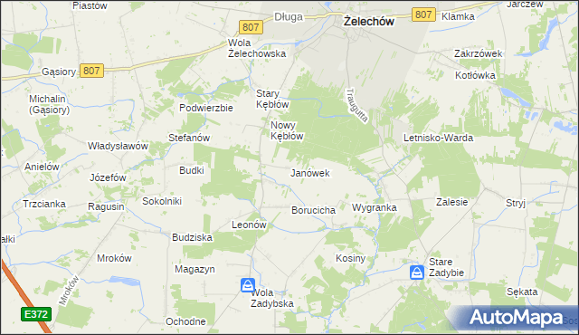 mapa Janówek gmina Żelechów, Janówek gmina Żelechów na mapie Targeo