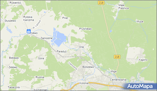 mapa Orle gmina Wejherowo, Orle gmina Wejherowo na mapie Targeo