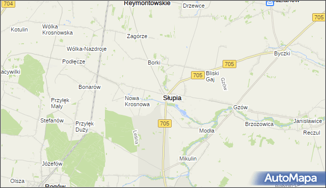 mapa Słupia powiat skierniewicki, Słupia powiat skierniewicki na mapie Targeo