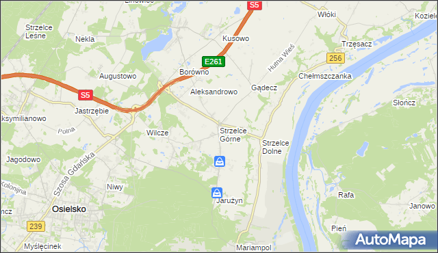 mapa Strzelce Górne, Strzelce Górne na mapie Targeo