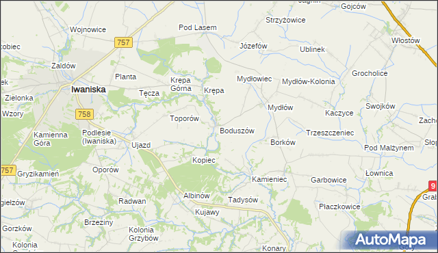 mapa Boduszów, Boduszów na mapie Targeo