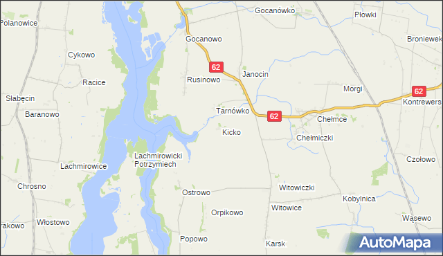 mapa Kicko gmina Kruszwica, Kicko gmina Kruszwica na mapie Targeo