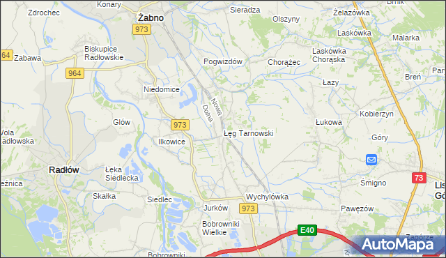 mapa Łęg Tarnowski, Łęg Tarnowski na mapie Targeo